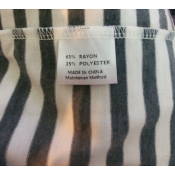 Merokeety Gray & White Striped Tulip Hem Knee Length Faux Wrap Knit Dress XL - Picture 5 of 5